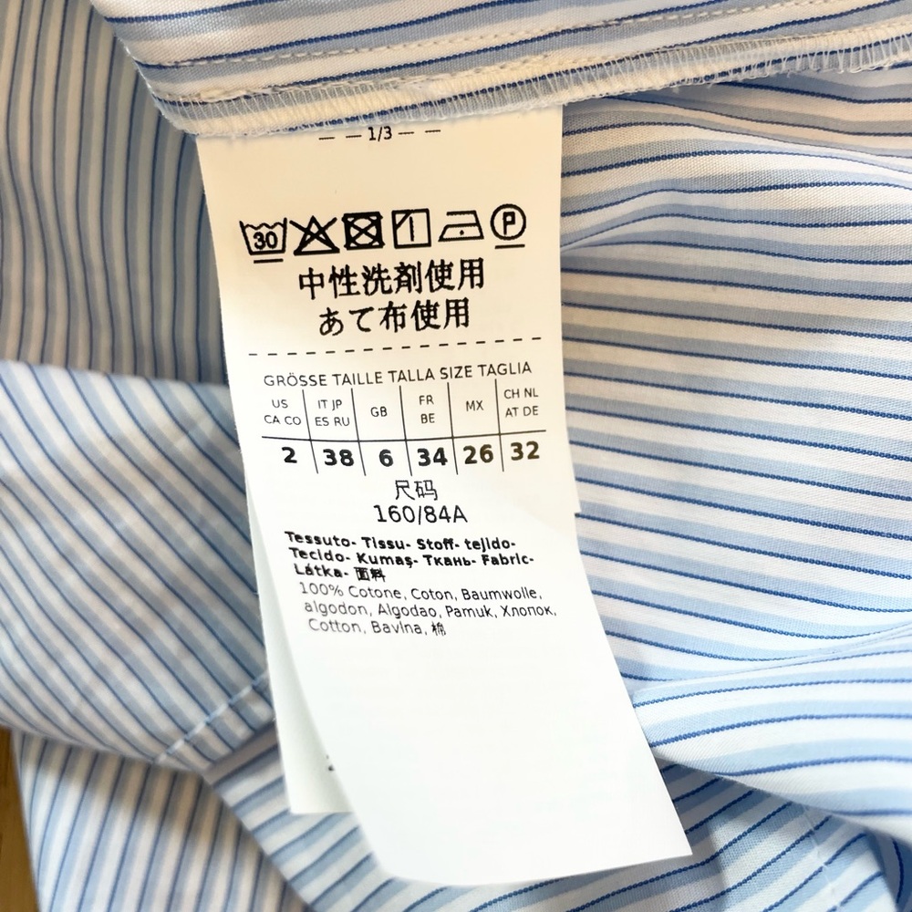 New! MARELLA SPORT COTTON STRIPED BLOUSE BLUE SIZE 2 - Picture 11 of 12